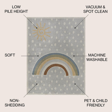 Minha Rainbow Dot Modern Machine-washable Area Rug